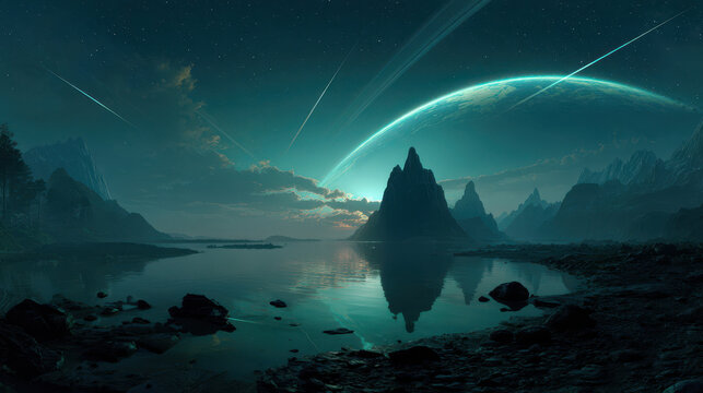 Ethereal Alien Landscape at Dusk