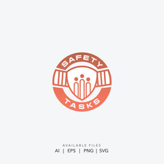 Workplace safety shield logo, Industrial team security emblem, Industrial team security emblem