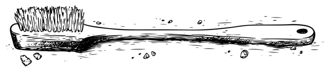 toothbrush with toothpaste sketch style