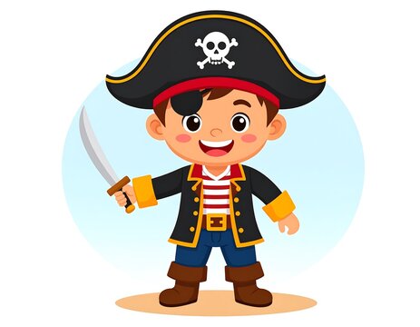 Cartoon boy in pirate costume - Powered by Adobe