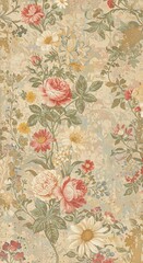 Vintage floral design: A captivating vintage floral design, showcasing a romantic tapestry of blooming flowers and delicate foliage, offering a timeless aesthetic. 