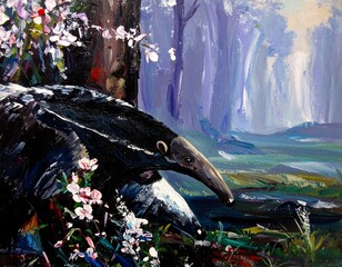 Forest Scene With Anteater