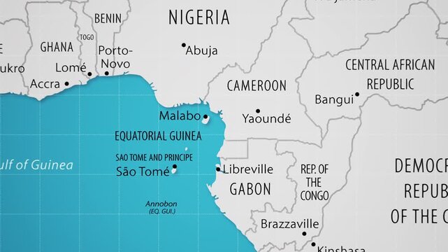 Equatorial Guinea on the World Map with Animated National Flag