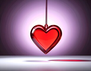 Red heart ornament on white background