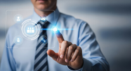 Businessman Interacting with Futuristic Digital Interface.