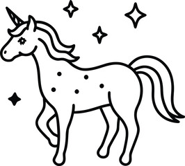 fantasy unicorn with patterned mane illustration on transparent background