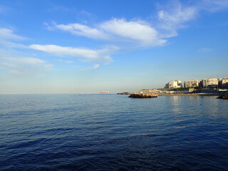 Alger the capital city of Algeria, North Africa, city centre of Algiers, the capital of Algeria, Landscape of Algiers city With port and mediterranean sea and white buildings, Arab Maghreb Africa.