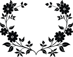 Floral Border Silhouette | Decorative Frame Vector Design