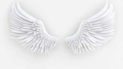 Obraz premium White angel wings minimalist feather design flight symbol