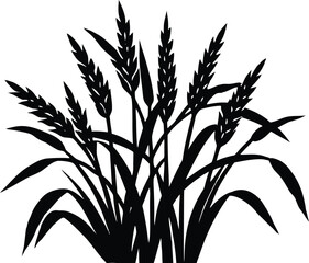 Rice Stalks Silhouette | Farm Crop Vector Illustration