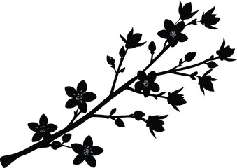Spring Blossom Branch Silhouette | Seasonal Floral Vector Design
