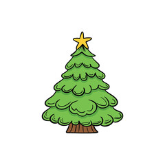 Minimal Pine Christmas Tree Vector Illustration Simple Festive Holiday Design 2025