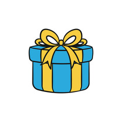 Blue Christmas Gift Box Vector Illustration with Yellow Ribbon Holiday Design 2025