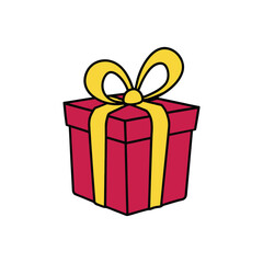 Red Christmas Gift Box Vector Illustration with Golden Bow Festive Holiday 2025