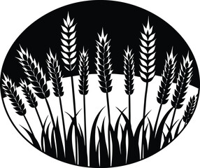 Wheat Field Silhouette | Farm Crop Vector Design