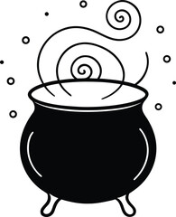 magical wizard cauldron with swirling patterns illustration on transparent background