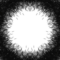 Abstract black and white texture with radial lines on white background  