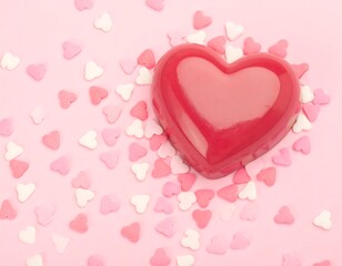 Red heart surrounded by sprinkles