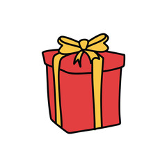 Red Holiday Gift Box Vector Illustration with Ribbon and Bow Festive 2025