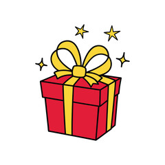 Sparkling Christmas Gift Box Vector Illustration with Stars Festive Holiday 2025