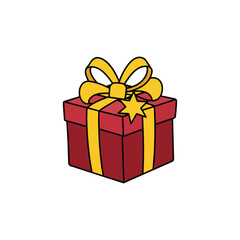 Red Christmas Gift Box Vector Illustration with Golden Bow Festive Holiday 2025