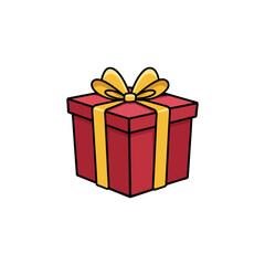 Red Christmas Gift Box Vector Illustration with Yellow Bow Holiday Season 2025