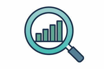 Magnifying glass with a finance chart, an icon of business growth and market success