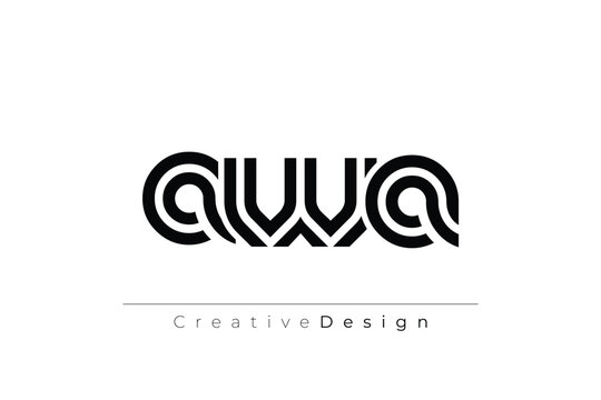 AWA Creative Unique Modern Letter Logo Design. Elegant Monogram Logo Design with Decorative Elements and Typography