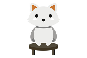 A fun cartoon vector illustration shows a cute cat and mouse with a funny, feline character design