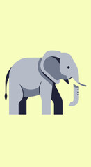 Obraz premium Gray Elephant Illustration on Yellow Background