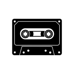 Classic Vinyl Cassette Tape Black Reels Transparent Background