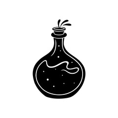 Golden Magic Potion Bottle Swirling Glow Transparent Background