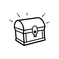 Golden Treasure Chest Lock Shining Glow Transparent Background