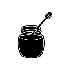 Realistic Honey Jar Golden Liquid Wooden Dipper Transparent Background