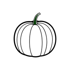 Realistic Orange Pumpkin Green Stem Ridges Transparent Background