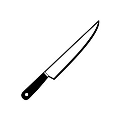 Silver Kitchen Knife Shiny Blade Angled Transparent Background