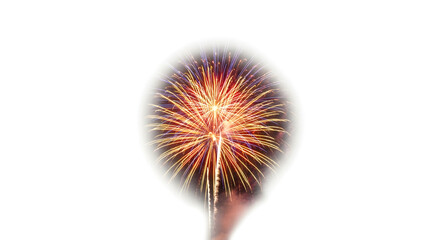 Single Vibrant Firework Burst Isolated on White Background, Capturing the Beauty, Energy, and Excitement of Festive Celebrations in a Minimalist Artistic Style

