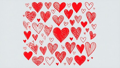 Red hearts on light background