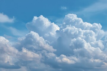 Realistic depiction of fluffy clouds scattered across a blue sky during the day, showcasing various shades and textures reflecting sunlight