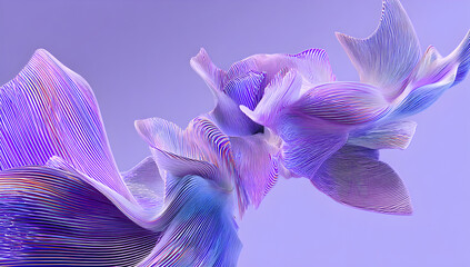 Abstract 3D flowing lines in purple and blue waves futuristic digital art
