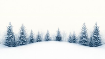 Fototapeta premium Serene winter landscape snow covered evergreens in tranquil setting