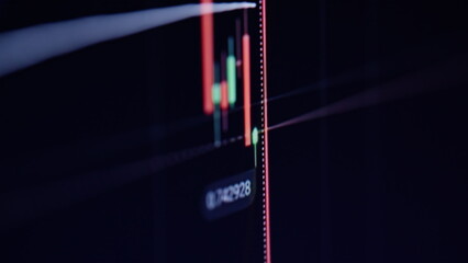 Detailed view market bar chart showing stock investment progress. Rising price