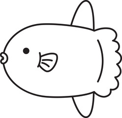 The ocean sunfish Mola mola black and white icon.