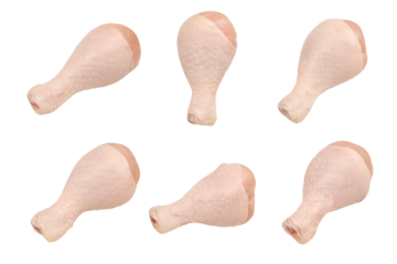 Chicken drumstick clipart set with raw poultry legs, isolated on transparent background for cooking, recipe, butcher, and food design projects.