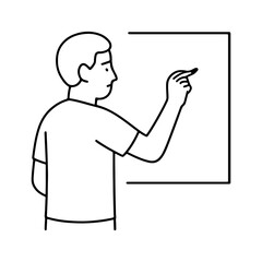 line icon man writing on a board vector on a white background
Vector line icon on a white background