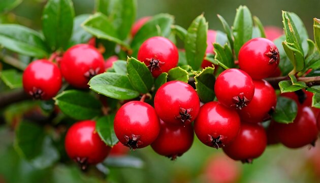 Close-up of red berries on a branch - Powered by Adobe