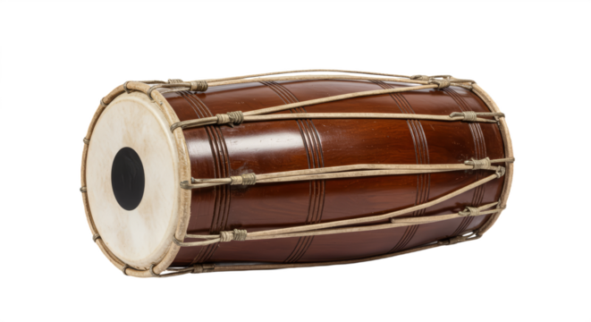 Indian Traditional dholak  isolated on white transparent background, PNG 