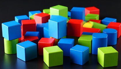 Fototapeta premium Colorful wooden blocks in various shapes