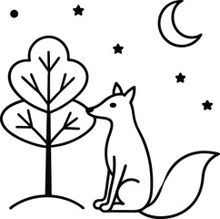 patterned foxes playing in autumn forest illustration on transparent background