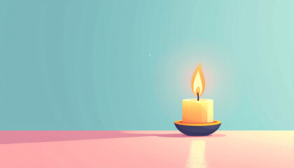 Minimalist Candle Flame on Pink Base – Symbol of Hope and Reflection
